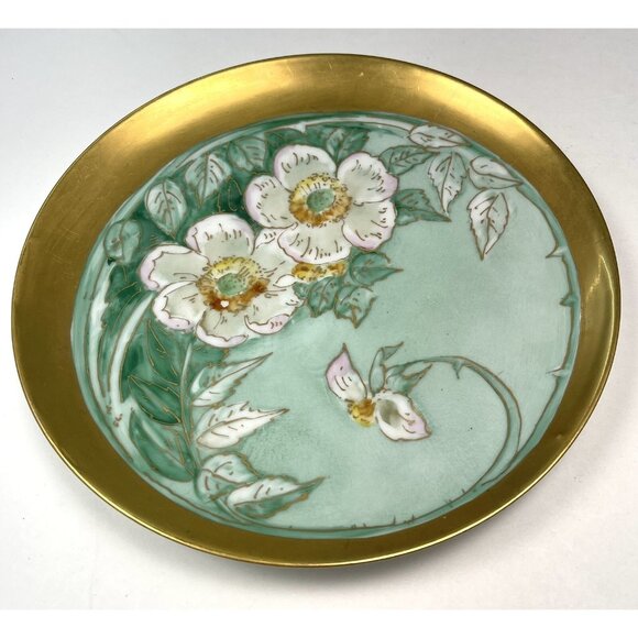 Antique Theodore Haviland Limoges 8.75" Handpainted Green Gold PLATE Pickard Red - Picture 3 of 7